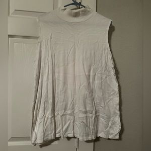 Sleeveless mock neck top white